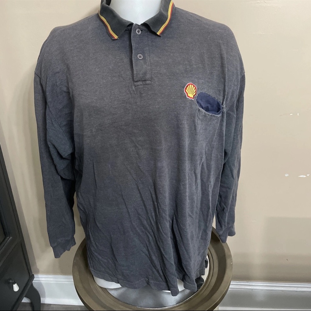 Shell Gas Station Shirt Mens 2 XL Long Sleeve Polo Employee Work Uniform Crew